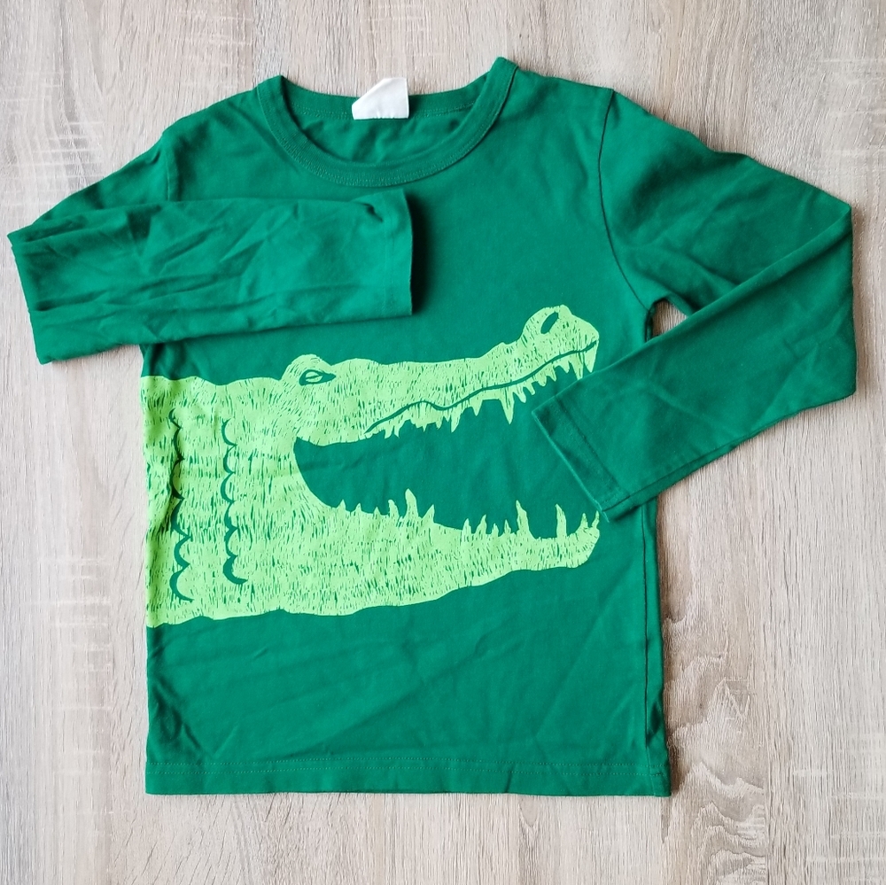 2010 euc/ln Mini Boden boys 5-6 years green alligator long-sleeve tee
